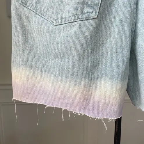 NWT NOS Vintage 90s Union Bay High Rise Tie Dye Denim Shorts Blue Size 2
