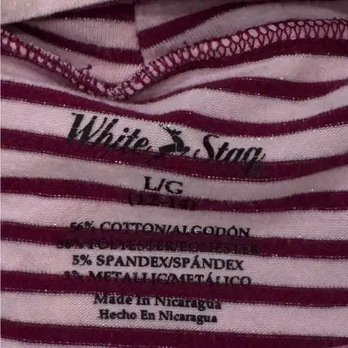 White Stag Pink Burgundy Stripe Turtleneck Top L | Cozy Sparkle Christmas Look
