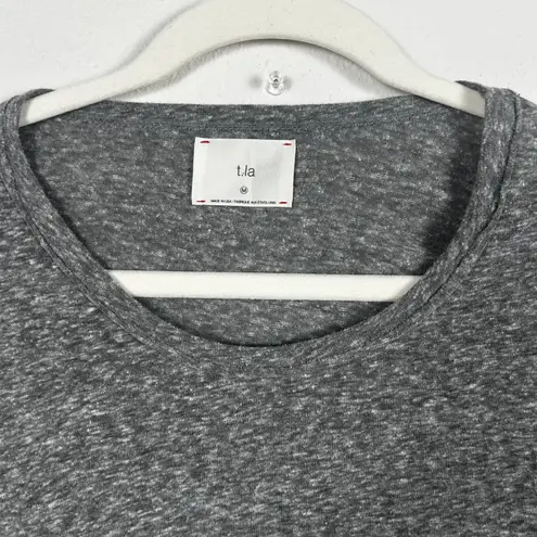 T.La Anthropologie Gray Heathered 3/4 Sleeve Scoop Neck Top Made in USA Casual Size M