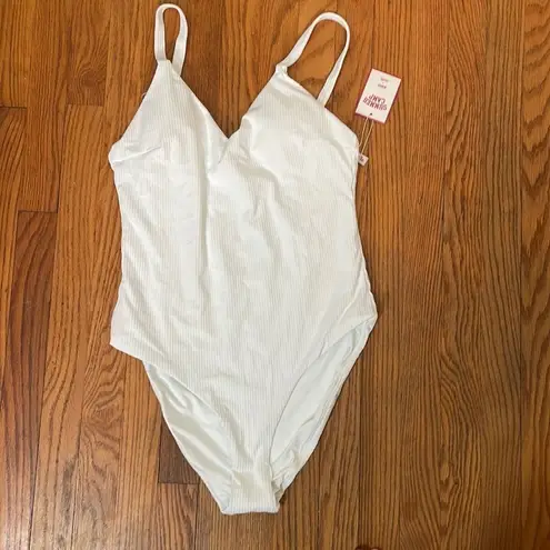 ANDIE Swim Marco One piece ribbed Swimsuit White XL NWT minimalist