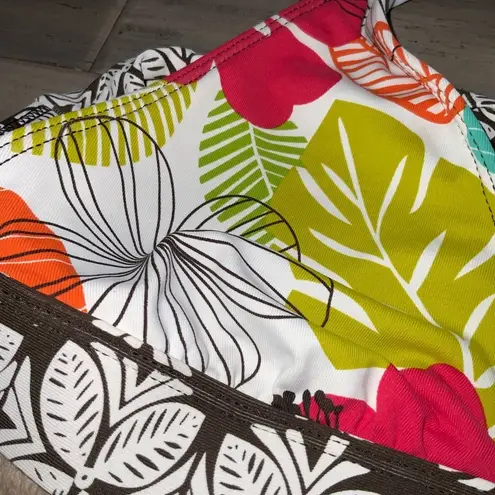 La Blanca Brown & Colorful Tropical Floral Triangle Halter Bikini Swimsuit 6/8