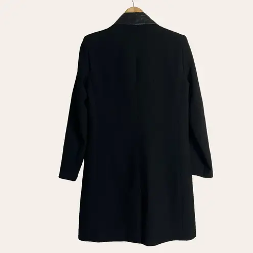 Waverly Grey Hudson Black Leather Trim Single Breasted Car Coat Size M Size M