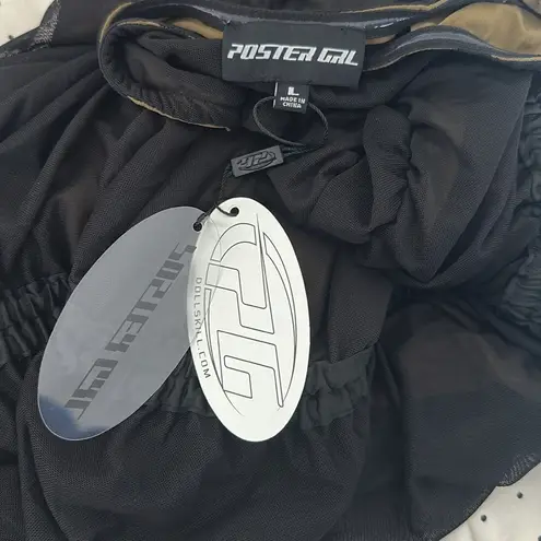 Poster Girl NWT Dollskill Swipe Left Mesh Midi Dress Black Sz L