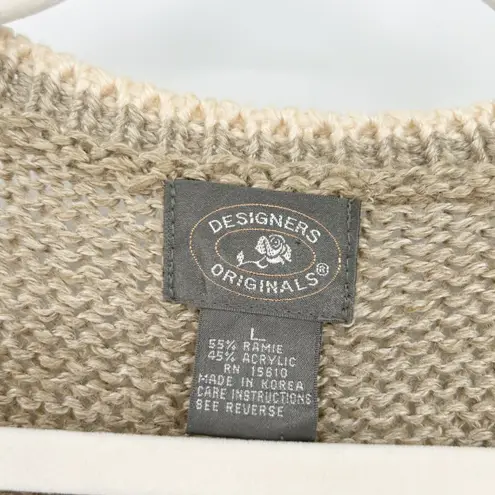 Designers Originals Vintage Cottagecore Floral Embroidered Knit Sweater Vest L Tan Size L