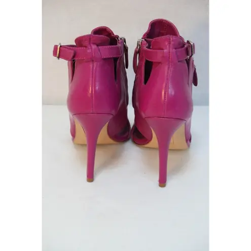 Steven By Steve Madden  Womens Pink Leather Ankle Boots Platform Size 8M Peep Toe