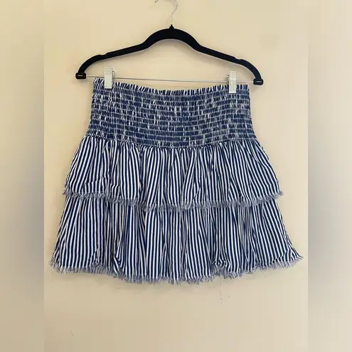 Aerie  Striped Ruffle Tiered Skirt in Blue and White - S