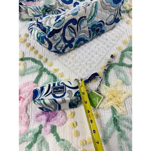 Vera Bradley Quilted Crossbody Bag Floral Blue White Green Matching Pouch