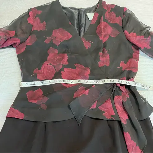 Formal cocktail wrap dress black and burgundy wedding size 6