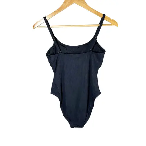 ANDIE Amalf Ribbed One-Piece Swimsuit Size Small Black Full Back Coverage