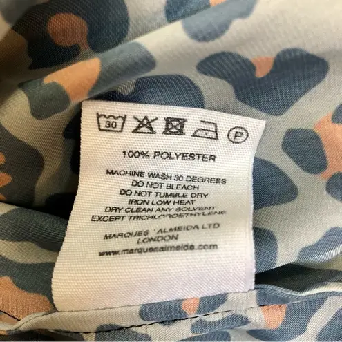 Marques Almeida Satin Midi Slip Dress Leopard Print Silver Pink Handkerchief Hem