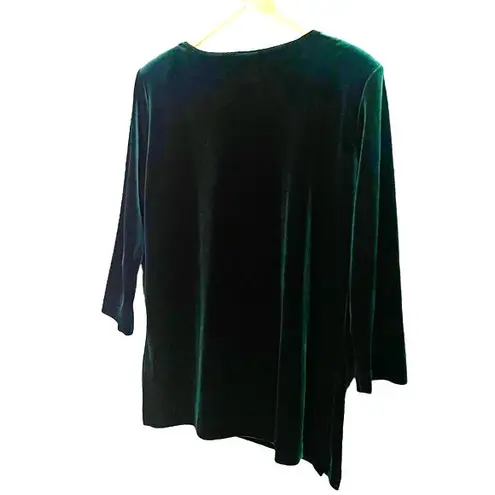 R & M Richards Women's Size 12 Vintage Pine Green Velour Tunic 90s Festive Holiday