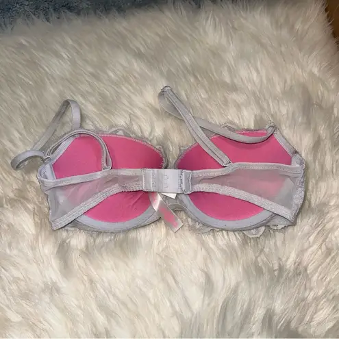 PINK - Victoria's Secret Victoria’s Secret PINK Grayish Blue Date Push-up Bra Lace 32C Padded Underwire