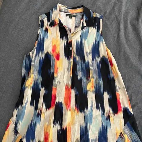 For Cynthia Sleeveless Linen Blend Tunic Size Large EUC