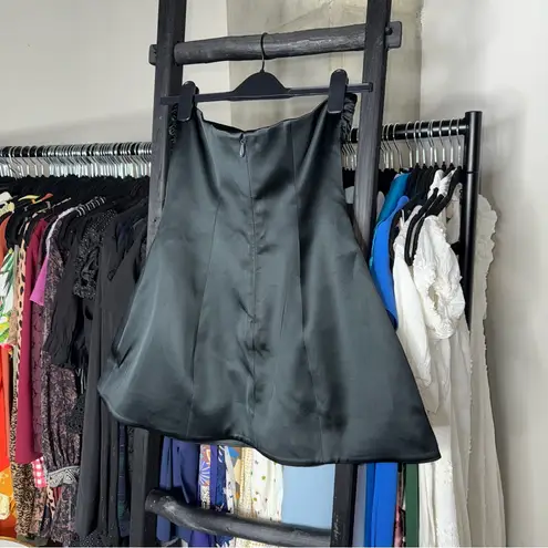 Helsa Heavy Satin Strapless Mini Dress in Black