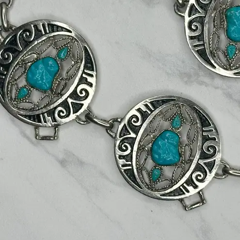 Southwestern Faux Turquoise Concho Chain Belt Small/Medium (S/M) ✨ Silver