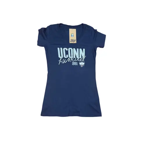Blue 84 UCONN Huskies Women's T-Shirt V Preppy Tee Small Navy Collegiate
