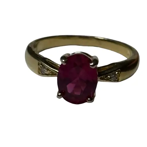 14k Yellow Gold with Ruby & Diamond Gemstones Women’s Ring size 8 Engagement - Image 8