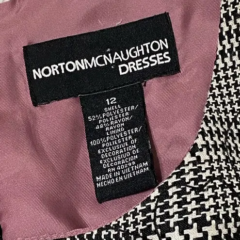Norton Mcnaughton Plaid Floral Dress Sleeveless Black White Women’s Size 12