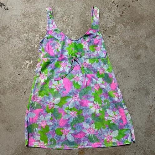 VINTAGE UNION MADE 1960s GROOVY FLORAL PRINT SWIM TOP TAGGED A SIZE 12 WOMENS Pink