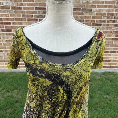 Fuzzi Multicolor Short Sleeve Long Maxi Mesh Dress Size XS