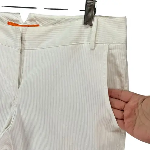 Cynthia Steffe Pants Women 8 White Linen Blend Pinstripe Flare Retro Y2K Coastal