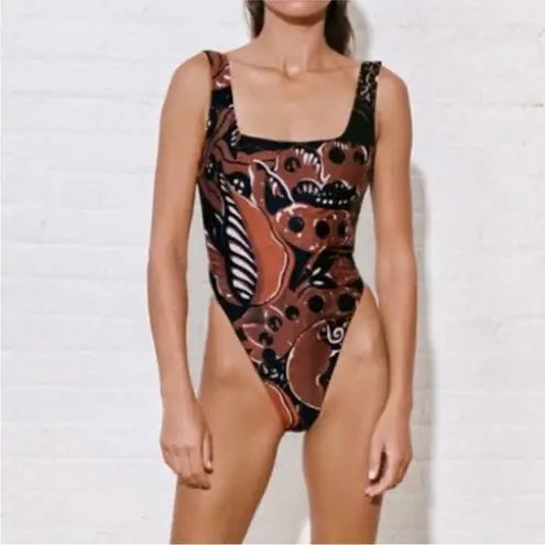Mara Hoffman Idalia One Piece Swimsuit Brown Print NWT Sz XS