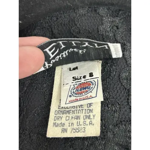 Vtg Gothic Dress 8 Halloween Black Floral Lace Sheer Sleeve Emo Wedding Union