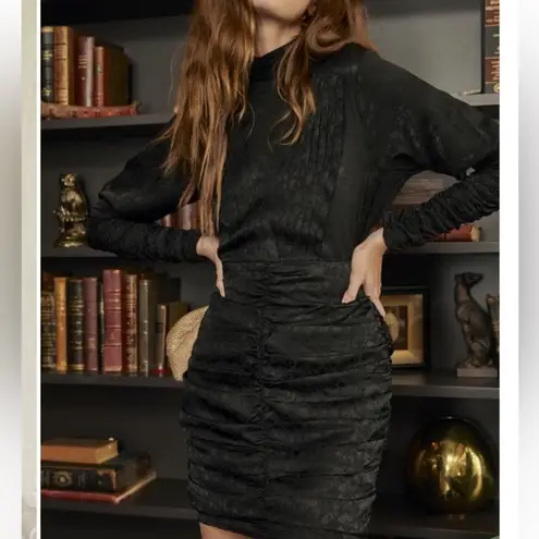 Hunter Bell Ariana Ruched Long Sleeve Black Onyx Dress size 0 NWT LBD sexy prom