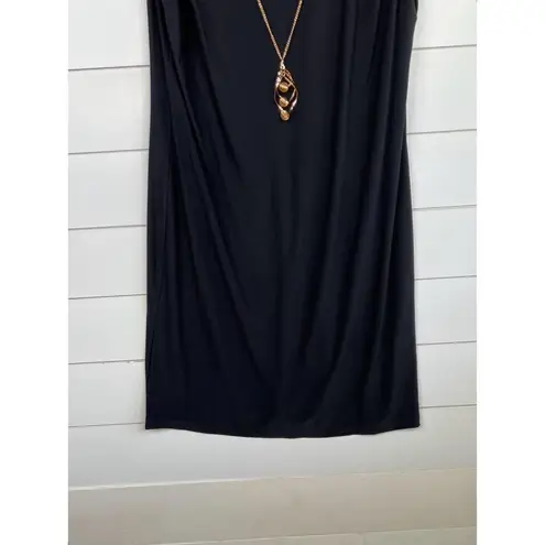 R & M Richards Black Printed Collar Necklace Detail Sleeveless Tunic Dress Sz 12P