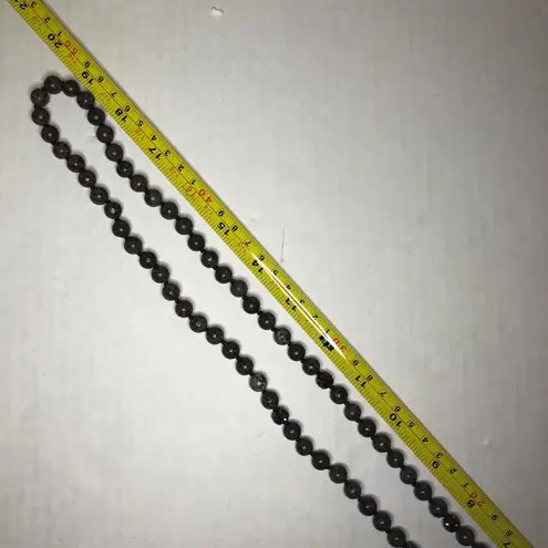 Necklace Black Lava & Pave Beads w/ Crystal Pendant & Pave Lobster Clasp NEW