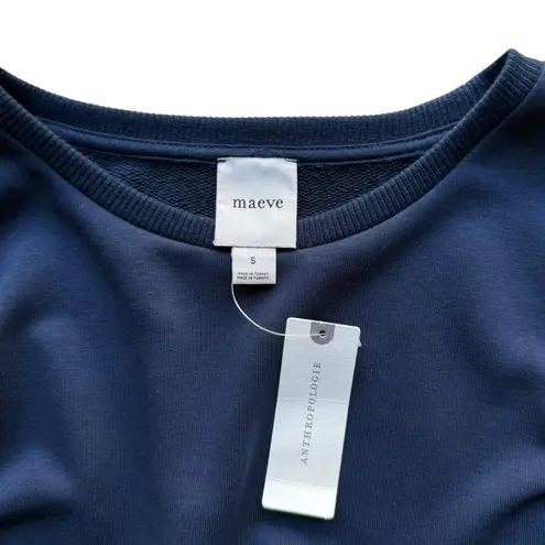 Maeve NWT Anthropologie Striped Trim Twofer Sweatshirt Navy Blue Size S