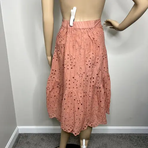 Ultra Pink Eyelet Embroidered Ruffle Skirt