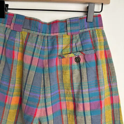 Vtg Giorgio Sant Angelo Bermuda Shorts Sz 6 Rainbow Cotton Linen Academia Blue