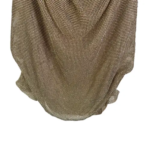 Meshki NWT Womens Meilani Low Back Diamante Mesh Mini Dress Rhinestone Metal Med