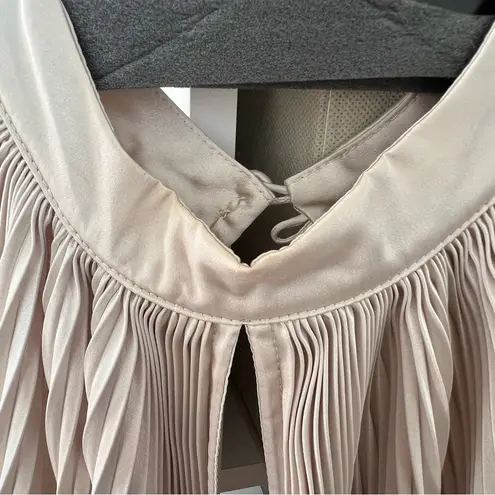 NWT L’IDEE Elite Pleated Maxi Gown Dress in Champagne Gold Size 8