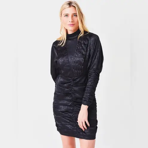 Hunter Bell Ariana Ruched Long Sleeve Black Onyx Dress size 0 NWT LBD sexy prom