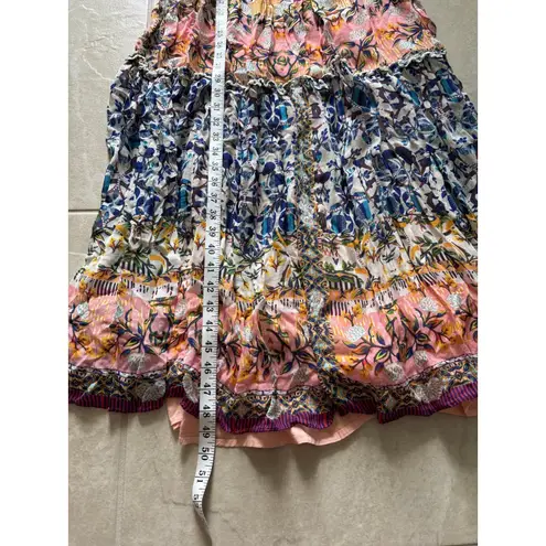 Anthropologie Bhanuni by Jyoti Dress Womens 2 Beaded Tiered Maxi Boho Resort Pink Size XS