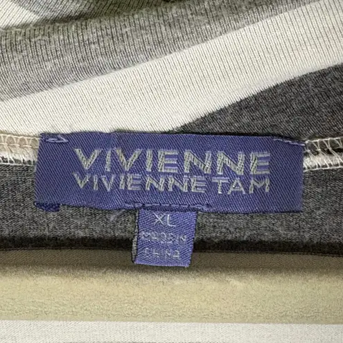 Vivienne Tam Cowl Neck Tank Woman's XL Striped Black White Gray Raw Hem Coastal