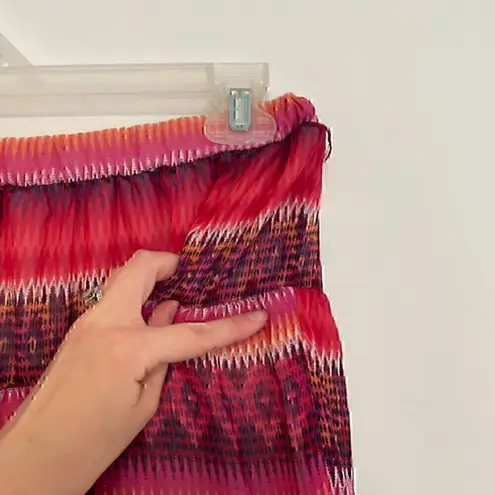 A Byer A. BYER Pink Magenta Coral Multi Ikat Chevron Aztec Boho Pull On A-Line Skirt M