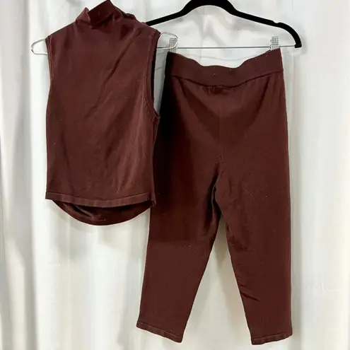 Majorelle Nanali Mock Neck Crop Top & High Rise Crop Pants Set Brown Women's XS