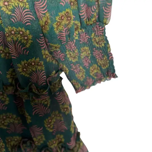 Allison New York Floral Mini Dress Sheer Small Long Sleeves Boho Holiday NWT Green Size undefined