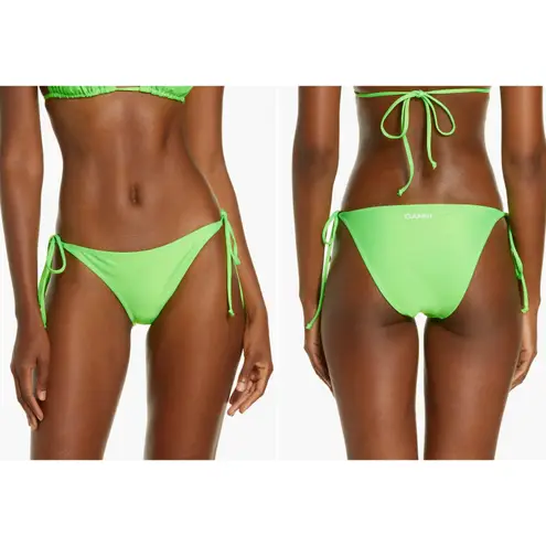 Ganni Solid Lime Green String Tie Bikini Bottoms