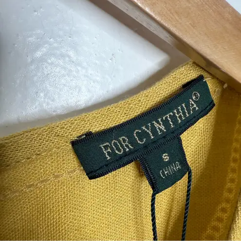 For Cynthia NWT Linen Viscose Asymmetrical Yellow Sleeveless Dress Size Small
