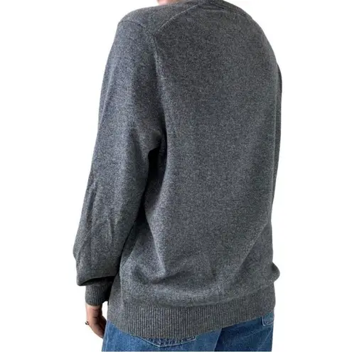 Lands' End  Mens Charcoal Grey 100% Cashmere V Neck Soft Sweater Sz L