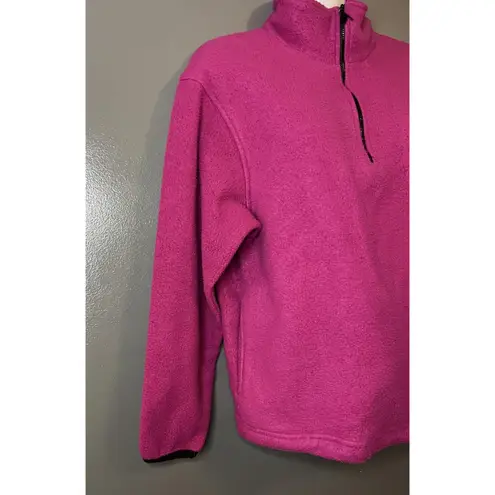 Catalina Fleece Pullover Womens Lrg Magenta 1/4 Zip Mock Neck Drawcord Pockets