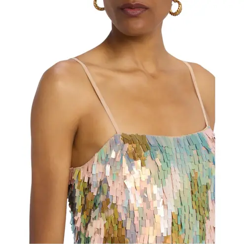 NWT Liv Foster Pastel Iridescent Sequin Mini Dress Size 12 Luxe Cocktail Glam