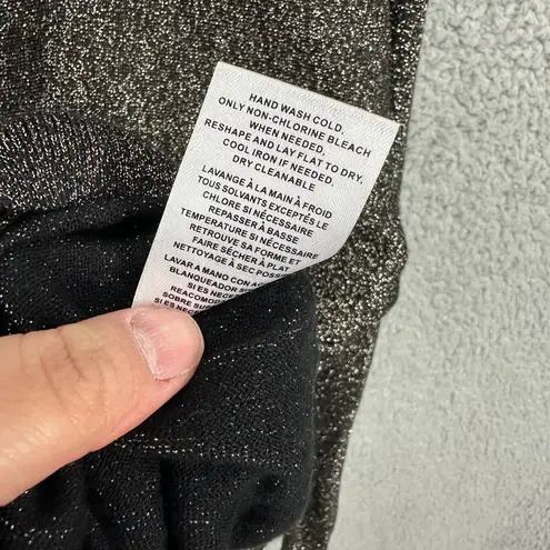 Velvet Sweater Womens S Metallic Black Silver Lurex Silk Blend Party Glam Boho