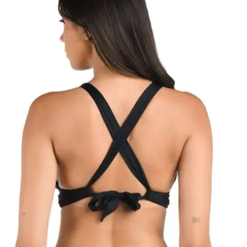 La Blanca Island Goddess High Neck Midkini Top - Black, Size 14, NWT