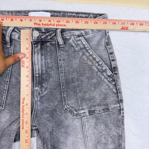 Vervet Blue 30 Gray Stonewash Denim Jean Tapered Front Seam Utility Straight Leg