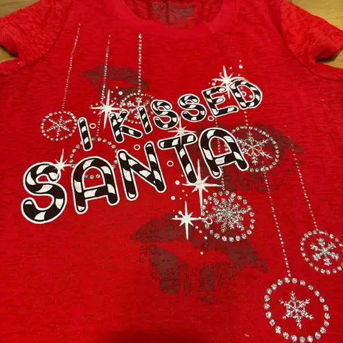 Juniors Size Large 11/13 Rocker Girl Red Christmas S/S T
